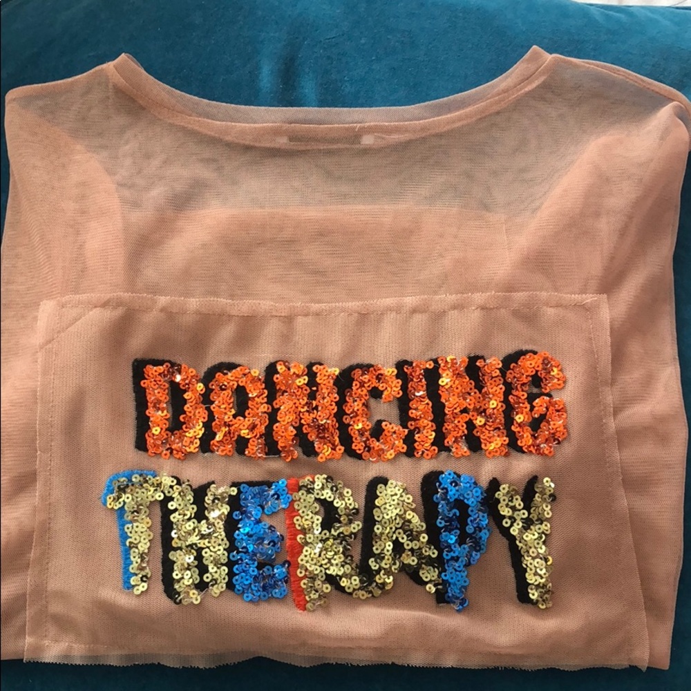 Zara Nude Top with Sequins - Picture 2 of 3
